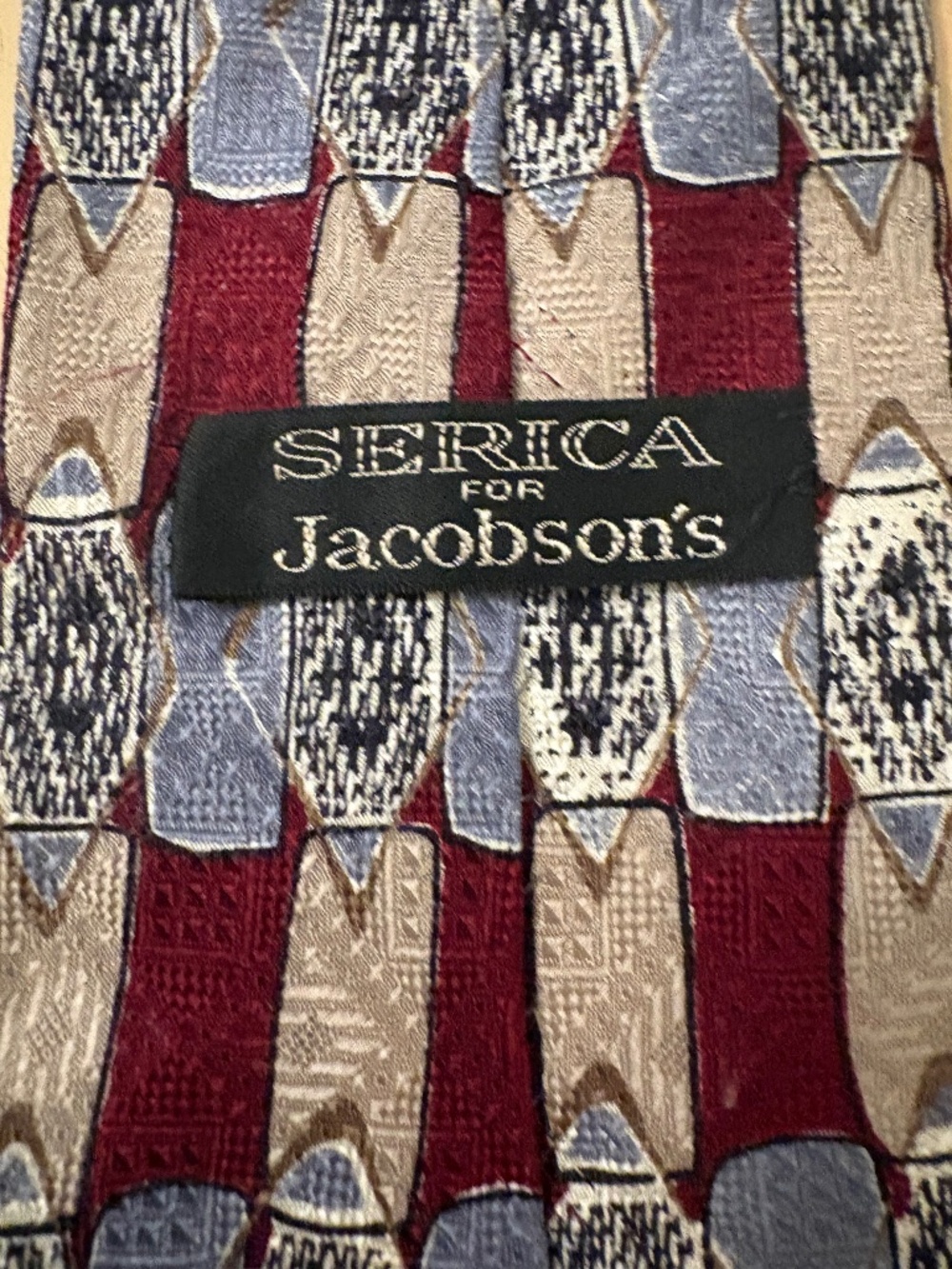 Vintage Serica for Jacobson's Silk Tie Geometric Pattern Made in Italy